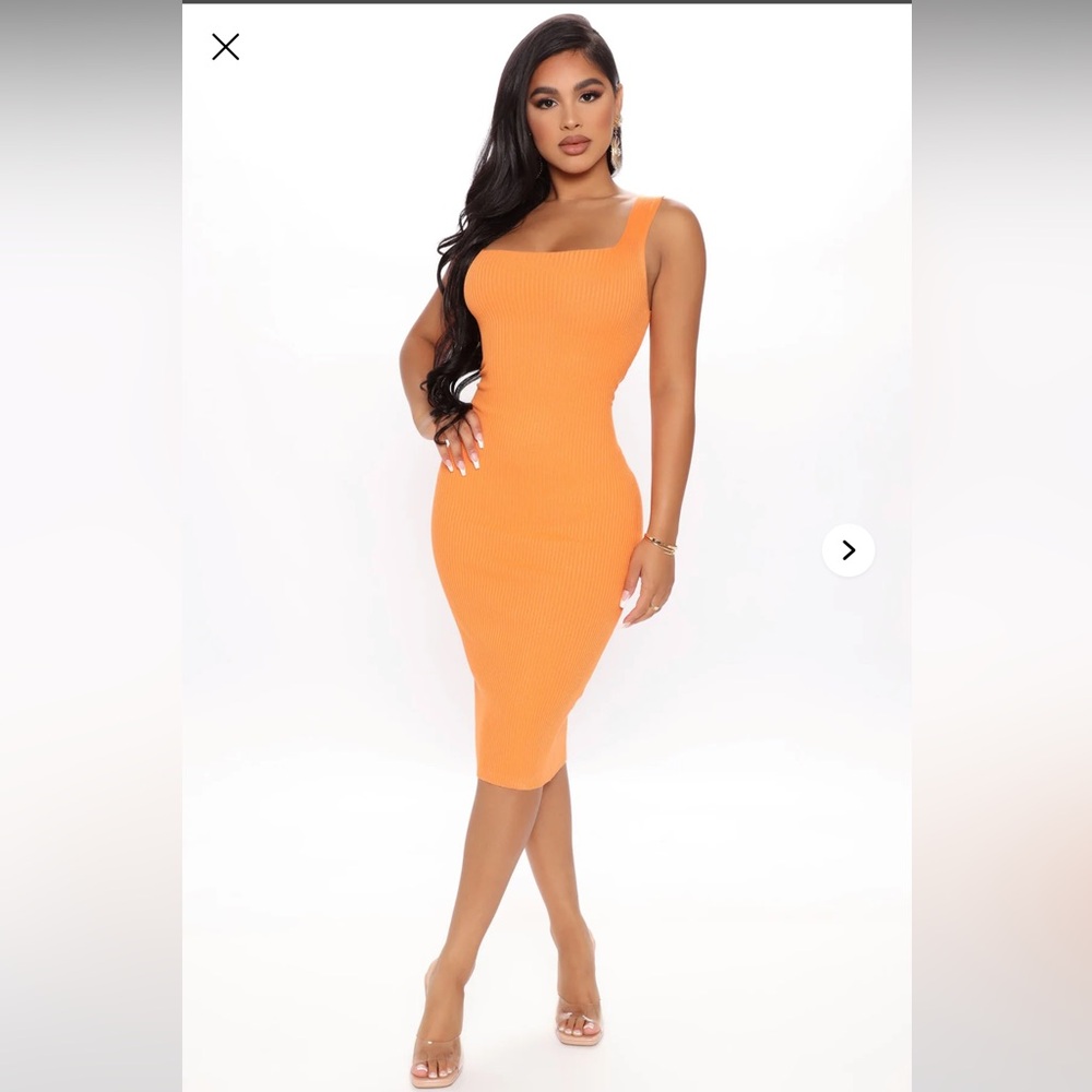 Fashion Nova Tank Midi Dress - Size Small | Orange